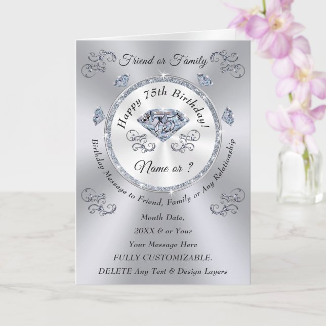 Happy Birthday 75th Birthday Wishes for Friend, Card (Orchid)