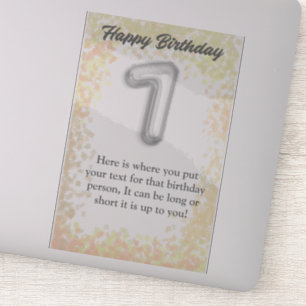 Happy birthday 7 year old sticker