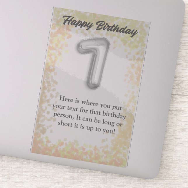 Happy birthday 7 year old sticker (Detail)