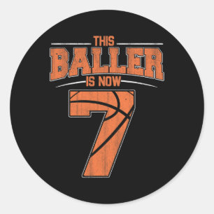 Happy Birthday 7th 7 Year Old Basketball Boys Seve Classic Round Sticker