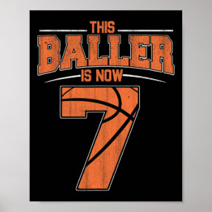 Happy Birthday 7th 7 Year Old Basketball Boys Seve Poster