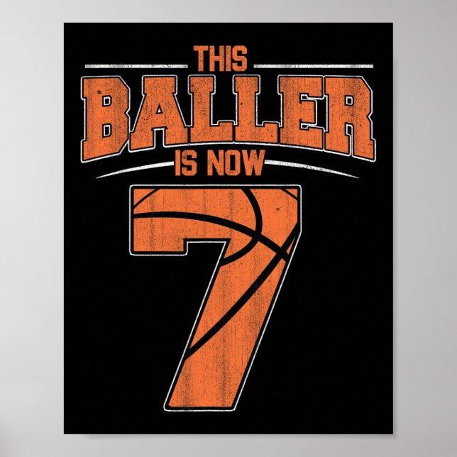 Happy Birthday 7th 7 Year Old Basketball Boys Seve Poster (Front)