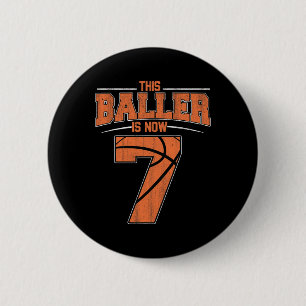 Happy Birthday 7th 7 Year Old Bysketbyll Boys Seve 6 Cm Round Badge