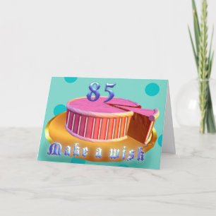 Happy Birthday 85 Birthday Card Pink Cake stripes