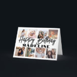 Happy Birthday 8 Photo Collage Elegant Minimalist Card<br><div class="desc">Create your own unique happy birthday wish for a family member or friend with a modern photo collage personalised name folded greeting card. All of the pictures and wording on this template are simple to customise. The colours and font styles are also easy to change with the Zazzle Design Editor...</div>