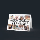 Happy Birthday 8 Photo Collage Elegant Minimalist Card<br><div class="desc">Create your own unique happy birthday wish for a family member or friend with a modern photo collage personalised name folded greeting card. All of the pictures and wording on this template are simple to customise. The colours and font styles are also easy to change with the Zazzle Design Editor...</div>