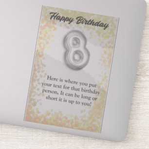 Happy birthday 8 year old sticker