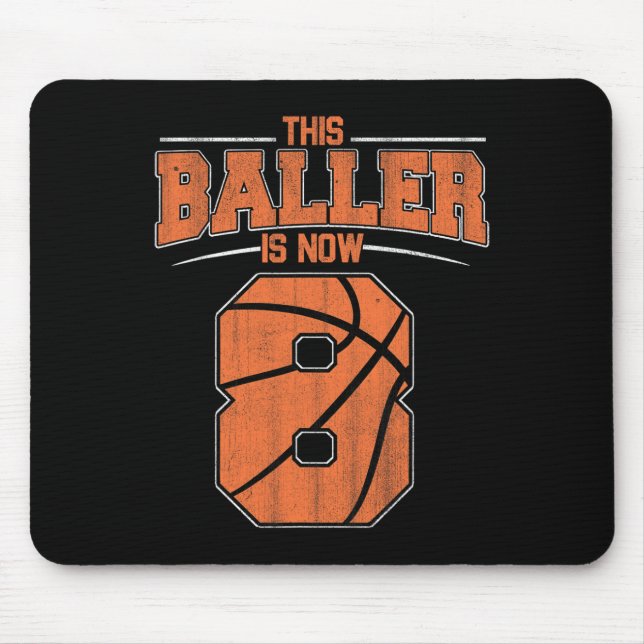 Happy Birthday 8th 8 Year Old Basketball Boys Eigh Mouse Mat (Front)