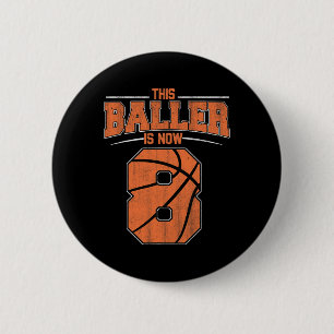 Happy Birthday 8th 8 Year Old Bysketbyll Boys Eigh 6 Cm Round Badge