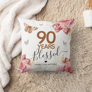 Happy Birthday 90 Years Blessed Personalized Throw Cushion