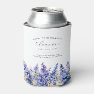 Happy Birthday 90th July Birth Month Flower Custom Can Cooler