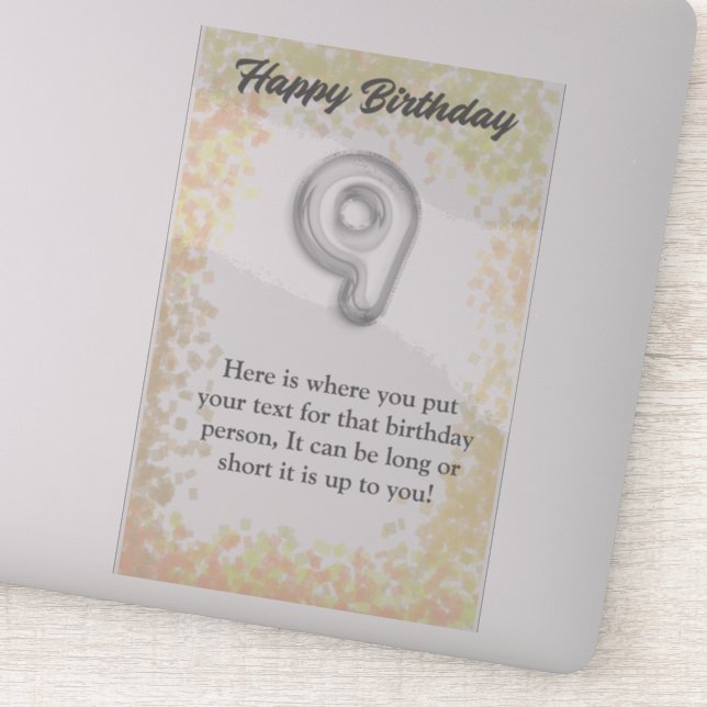 Happy birthday 9 year old sticker (Detail)
