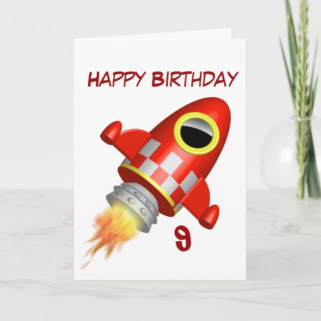 Happy Birthday 9th Little Rocket Theme Card (Front)