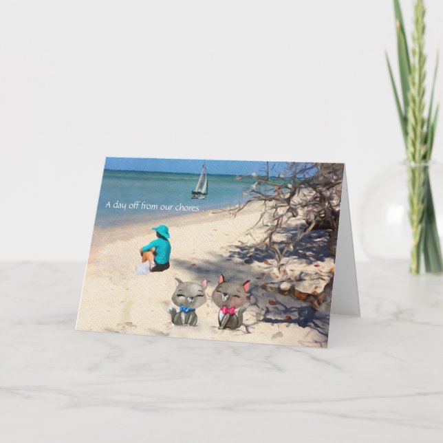 Happy Birthday -- a day at the beach Card (Front)