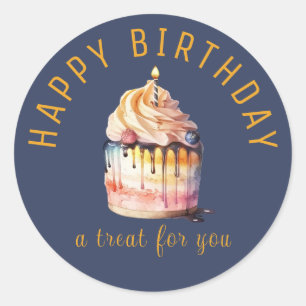 Happy Birthday - A Treat For Round Stickers