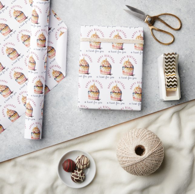 Happy Birthday - A Treat For You Wrapping Paper (Crafts)