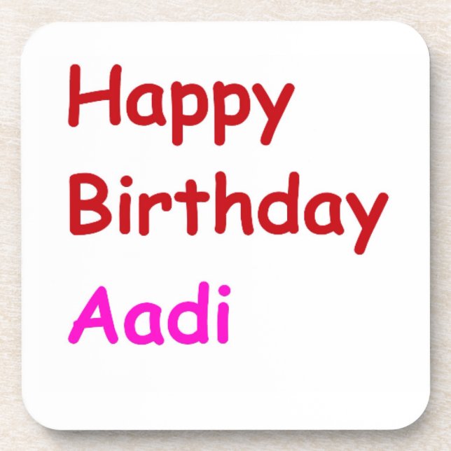 Happy Birthday Aadi Coaster (Front)