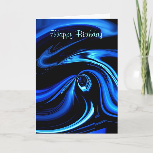 Happy Birthday Abstract Blue Whale Card (Front)