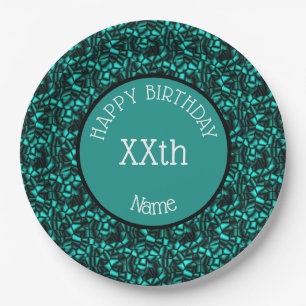 Happy Birthday Abstract Design Personalised   Paper Plate