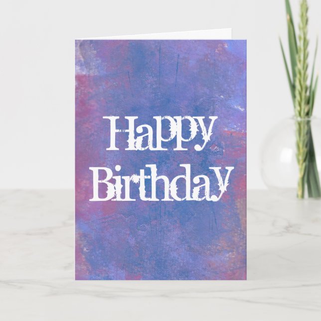 Happy Birthday Abstract in Blue, Purple and Red Card (Front)
