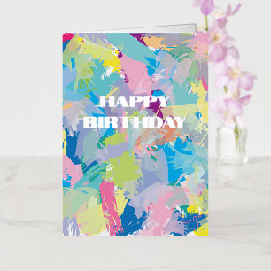 Happy Birthday, Abstract Modern Art Colourful Foil Greeting Card