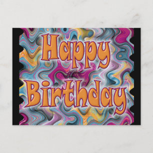 Happy Birthday Abstract Postcard