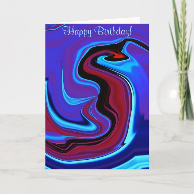 Happy Birthday Abstract Red Dragon Card (Front)