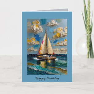 Happy Birthday Abstract Sailing Editable Card