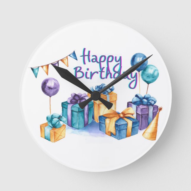 Happy Birthday  Acrylic Wall Clock (Front)