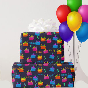 Happy Birthday Add Child's Name & Age Colorful Wrapping Paper