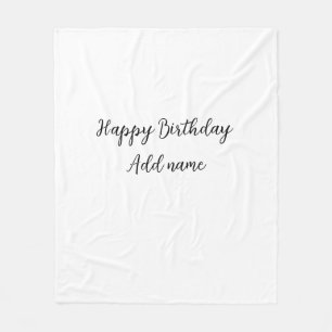 Happy birthday add name title simple minimal fleece blanket
