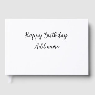 Happy birthday add name title simple minimal guest book