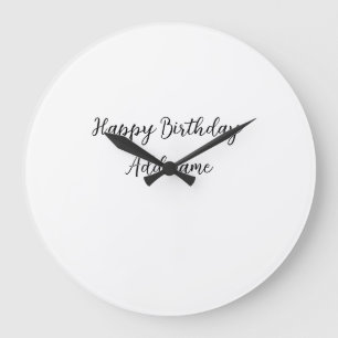 Happy birthday add name title simple minimal large clock