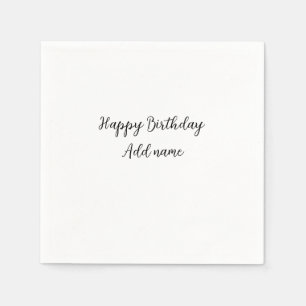 Happy birthday add name title simple minimal  napkin