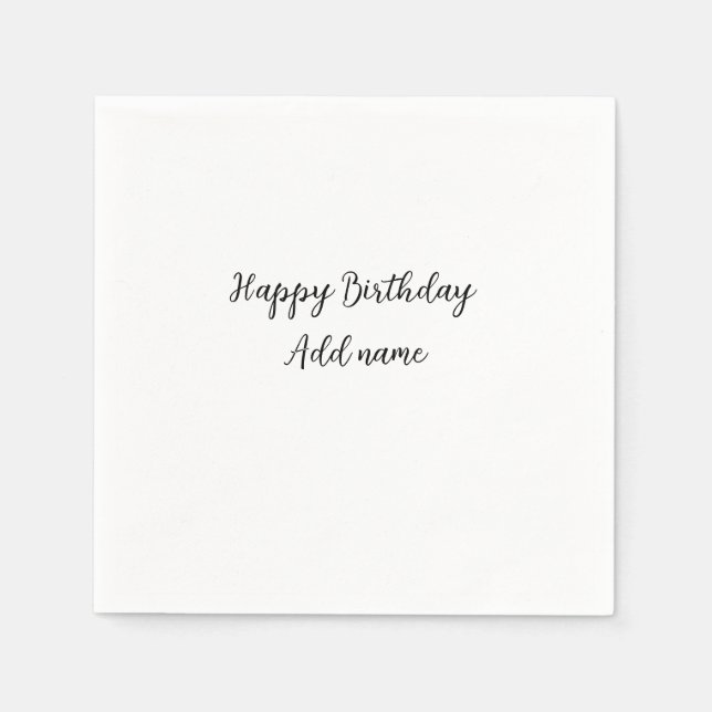 Happy birthday add name title simple minimal  napkin (Front)