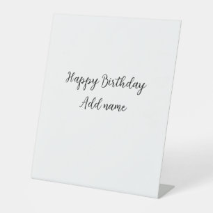 Happy birthday add name title simple minimal pedestal sign