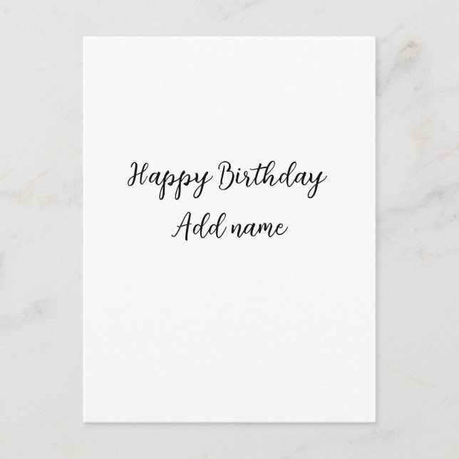 Happy birthday add name title simple minimal  postcard (Front)