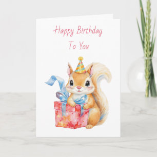Happy Birthday Adorable Squirrel Card