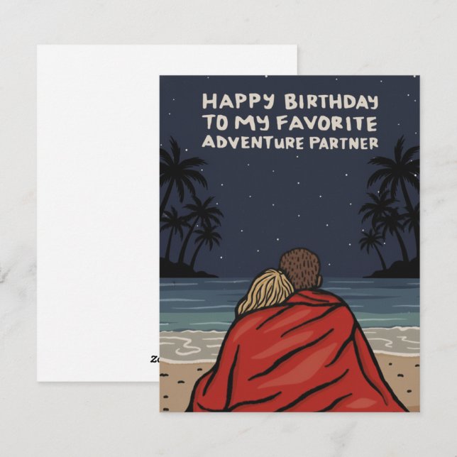 Happy Birthday Adventure Partner Romantic Card (Front/Back)