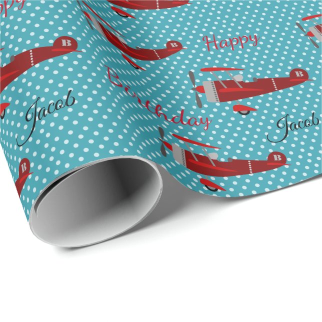 Happy Birthday Aeroplane Pilot Wrapping Paper (Roll Corner)