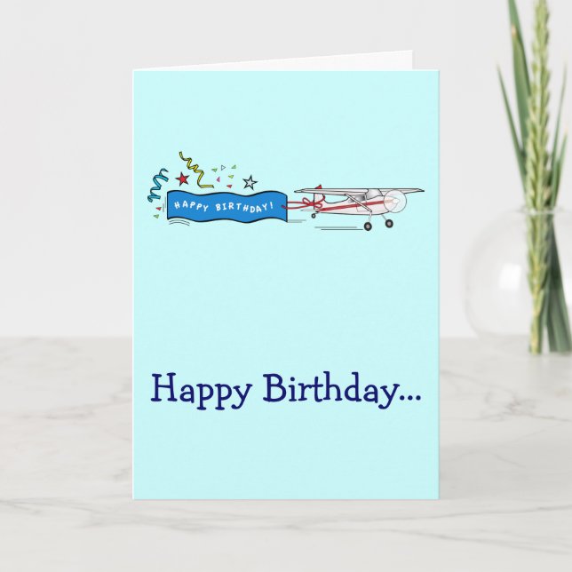 Happy Birthday Aeroplane Whole Gang Customisable Card (Front)