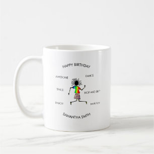 Happy Birthday, African Art Cute Happy Dancer  Coffee Mug