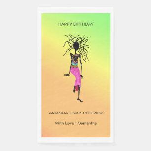Happy Birthday, African Art Woman Warrior Napkin
