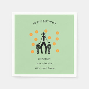 Happy Birthday, African Drumming Celebration Napkin