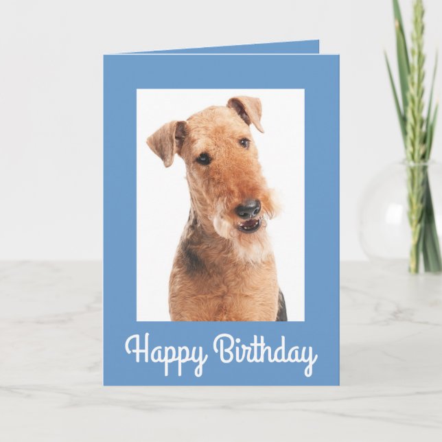 Happy Birthday Airedale Terrier Dog Greeting Card (Front)