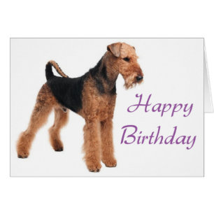 Happy Birthday Airedale Terrier Puppy Dog Purple