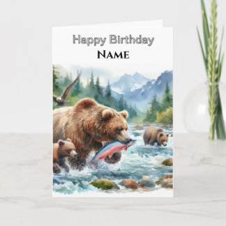 Happy Birthday Alaskan Grizzly Bear   Card