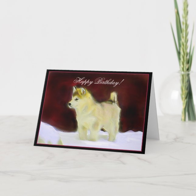 Happy Birthday Alaskan Malamute greeting card (Front)