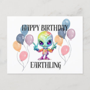 "Happy Birthday" Alien Postcard