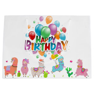 Happy Birthday Alpacas  Large Gift Bag